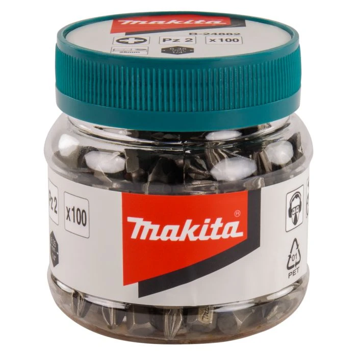 Makita B-24882 Schroefbit PZ2x25mm In Pot 100 Stuks 1 Makita B-24882 Schroefbit PZ2x25mm In Pot 100 Stuks