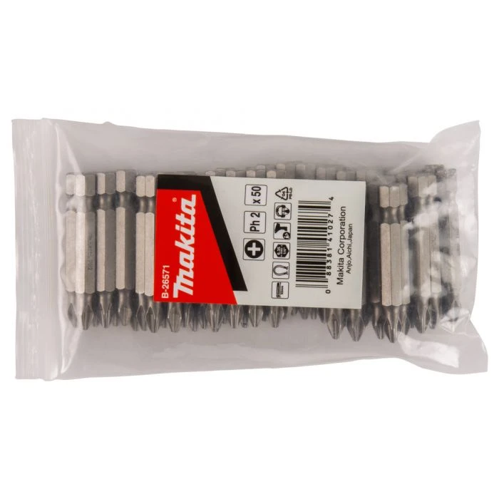 Makita B-26571 Schroefbit PH2x50mm Navul 50 Stuks 1 Makita B-26571 Schroefbit PH2x50mm Navul 50 Stuks