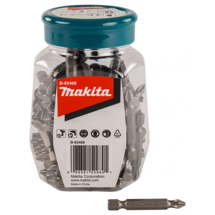 Makita B-62468 Schroefbit PH2X50mm In Pot 100 Stuks 2 Makita B-62468 Schroefbit PH2X50mm In Pot 100 Stuks - Afbeelding 2