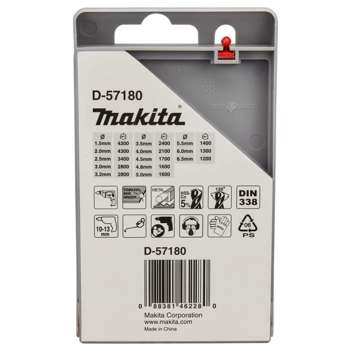 Makita D-57180 Metaalborenset 13-delig 4 Makita D-57180 Metaalborenset 13-delig - Afbeelding 4