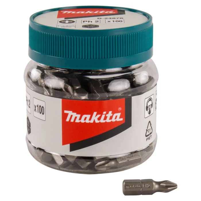 Makita B-24876 Schroefbit PH2x25mm In Pot 100 Stuks 2 Makita B-24876 Schroefbit PH2x25mm In Pot 100 Stuks - Afbeelding 2