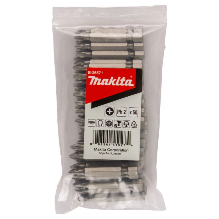 Makita B-26571 Schroefbit PH2x50mm Navul 50 Stuks 3 Makita B-26571 Schroefbit PH2x50mm Navul 50 Stuks - Afbeelding 3