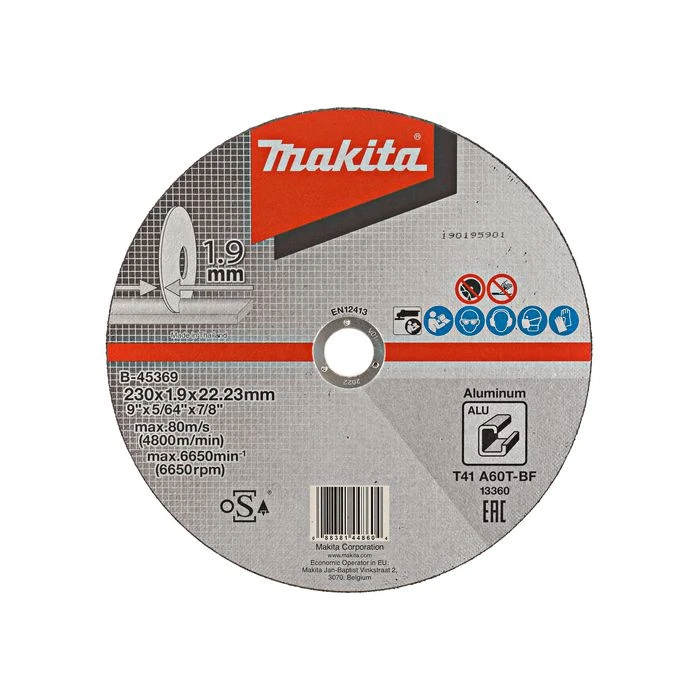 Makita B-45369 Doorslijpschijf 230x22,23x1,9mm Aluminium 1 Makita B-45369 Doorslijpschijf 230x22,23x1,9mm Aluminium